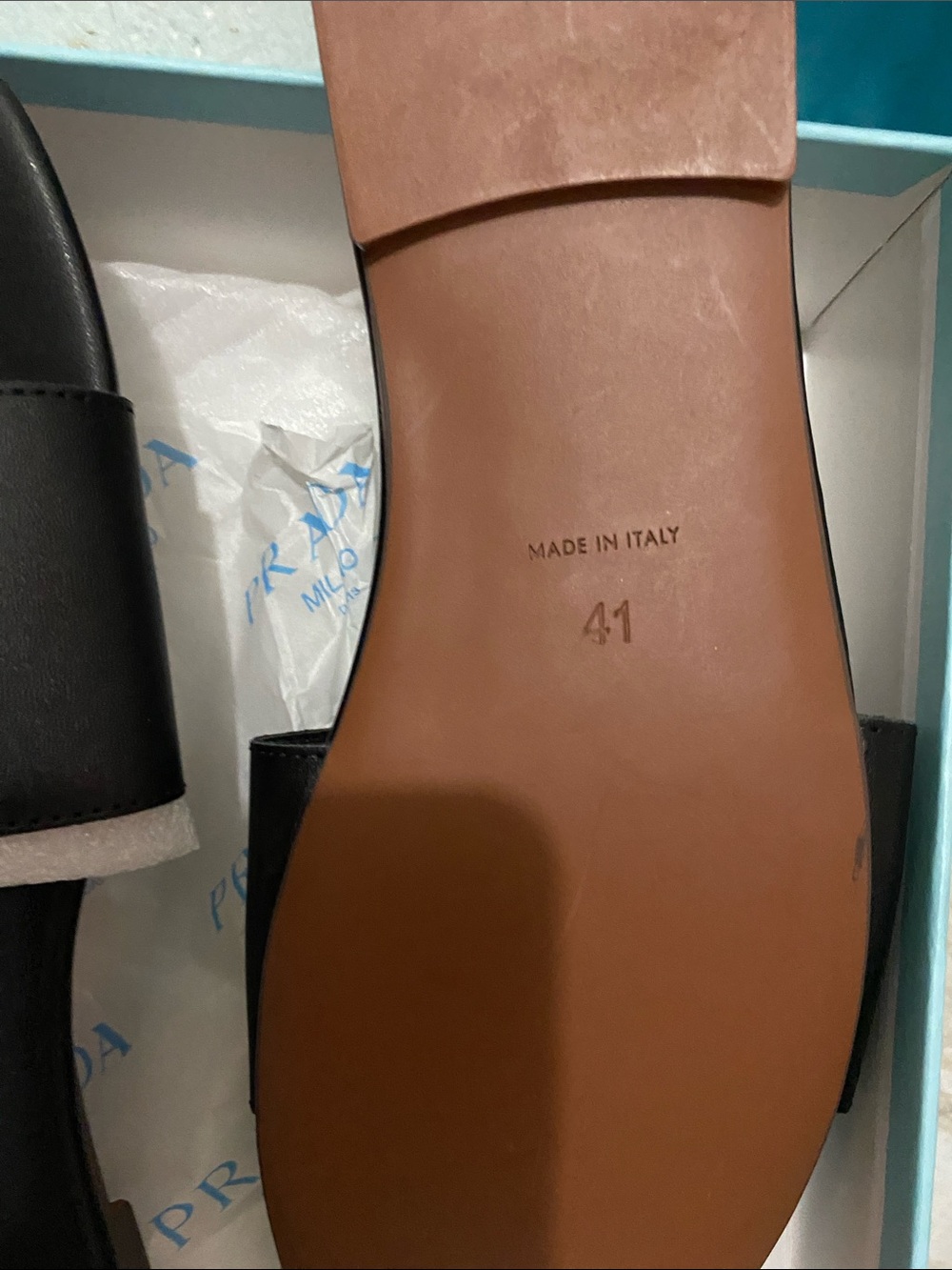 Prada Black Logo Triangle Plaque Slide Sandals - Picture 4 of 7